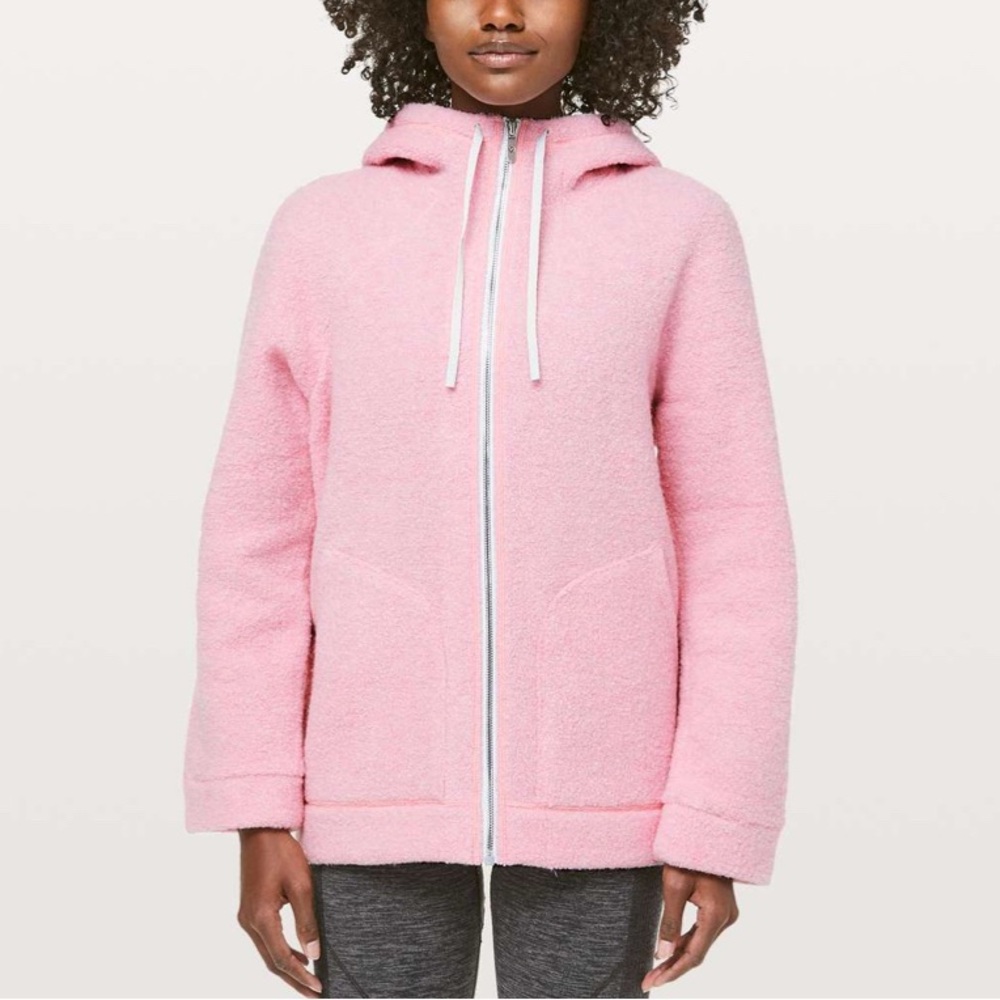 Lululemon Women’s So Sherpa Hooded Jacket Heathered Pink Haze Size 2